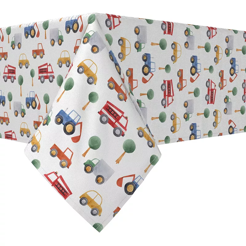 Rectangular Tablecloth， 100% Cotton， 60x104， Trucks， Tractors and Cars