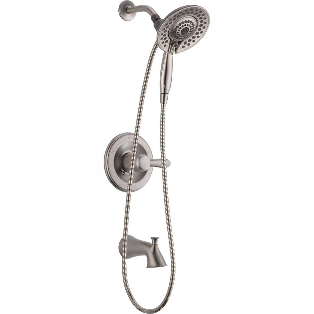 Delta Lahara In2ition 2-in-1 Single-Handle 5-Spray Tub and Shower Faucet in Brushed Nickel 144938DC-SS-I20