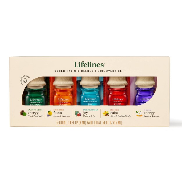 5pk Essential Oil Blend Discovery Set Lifelines