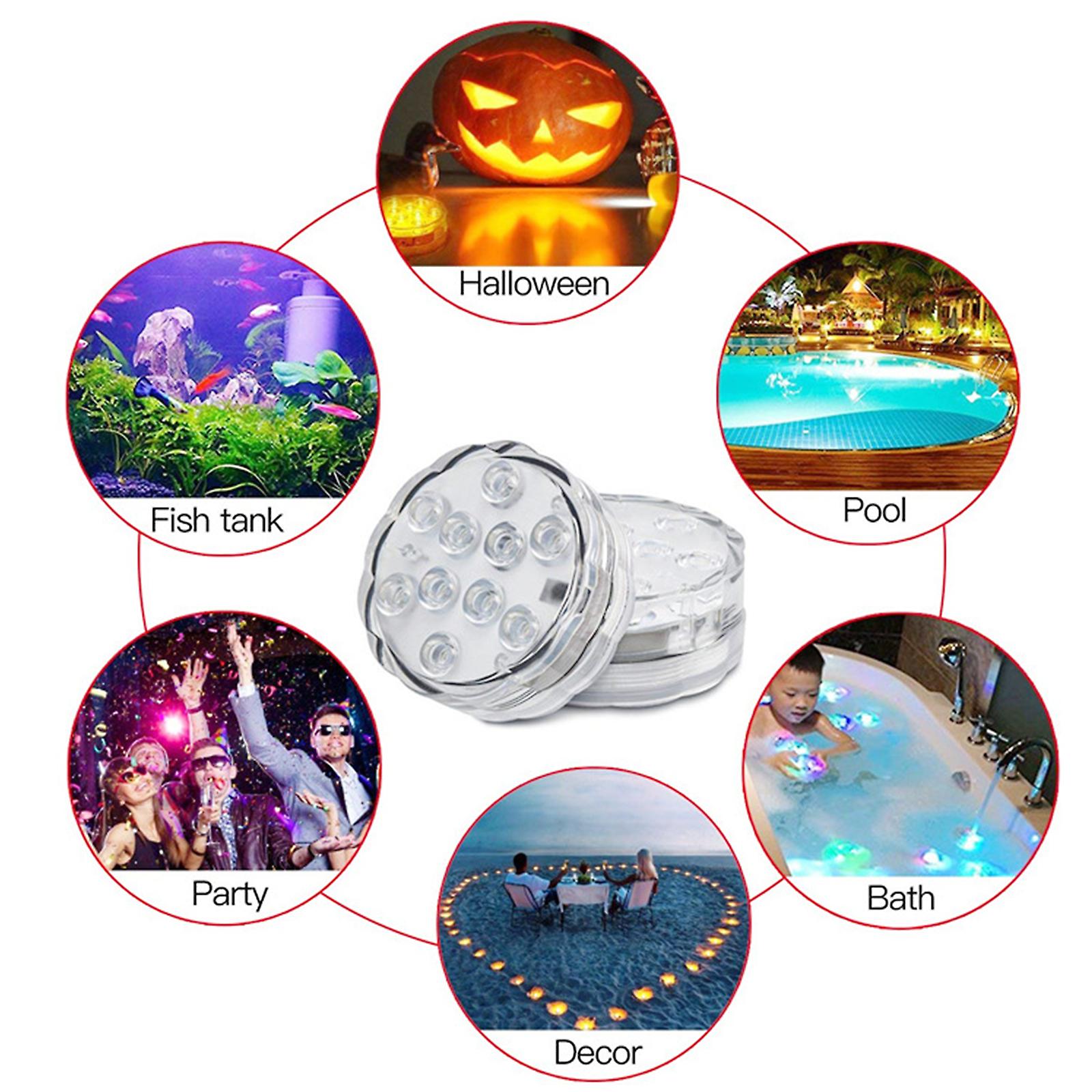 Submersible Led Lights With 16 Colors Remote Control Battery Operated Colorful Swimming Pool Underwater Led Night Light Waterproof Lamp For Hot Tub Po