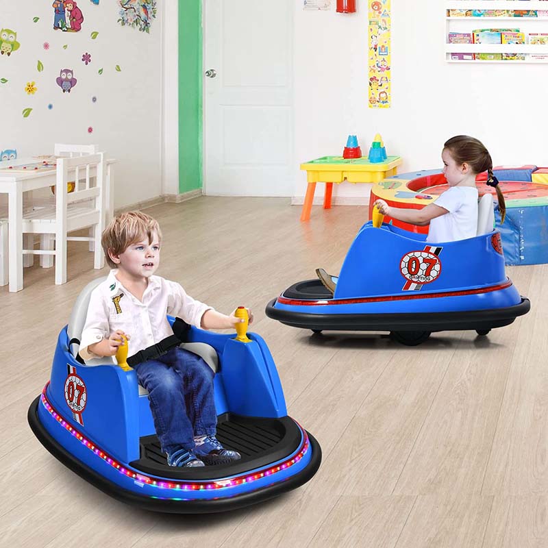 6V Kids Ride On Bumper Car 360-Degree Spin Race Toy with Dual Joysticks, Flashing LED Light, Remote Control