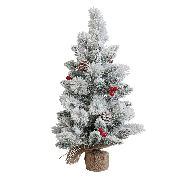 Astella 2ft Frosted Artificial PreLit Christams Tree with timer and burlap wrapped base