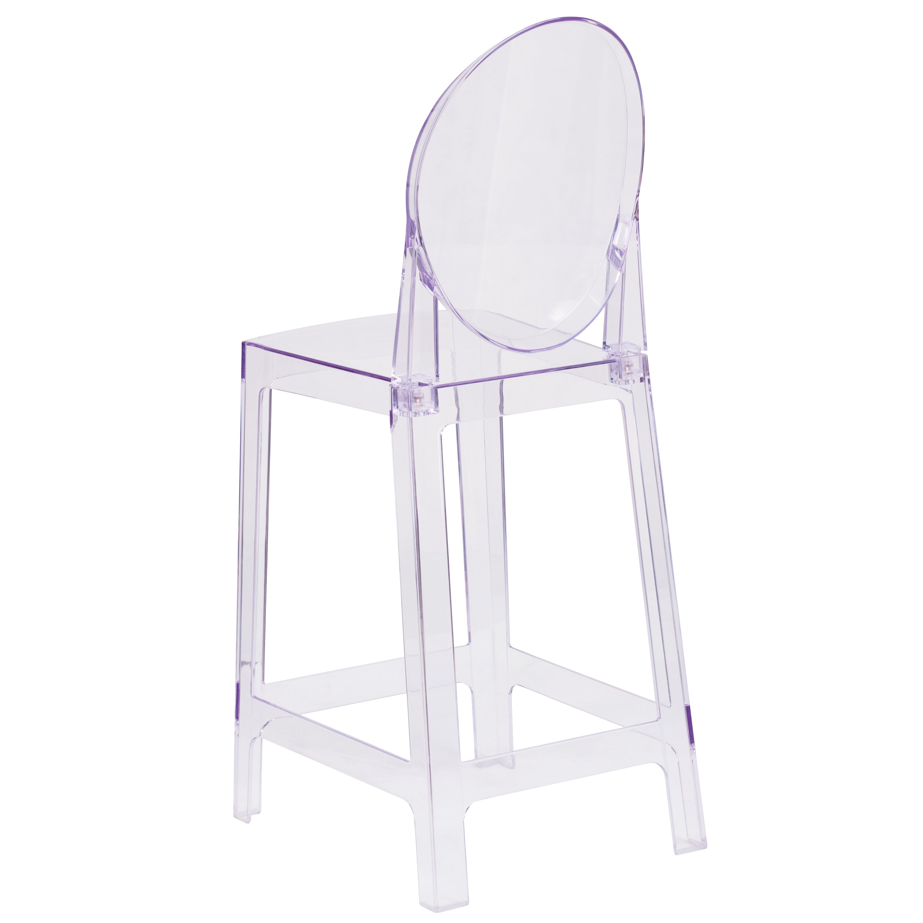 BizChair 4 Pack Ghost Counter Stool with Oval Back in Transparent Crystal