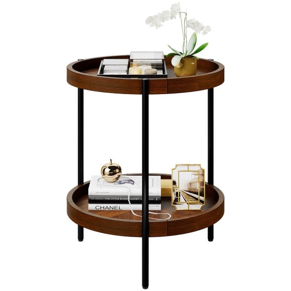 2-Tier Retro End Table with Bottom Shelf - 20.5