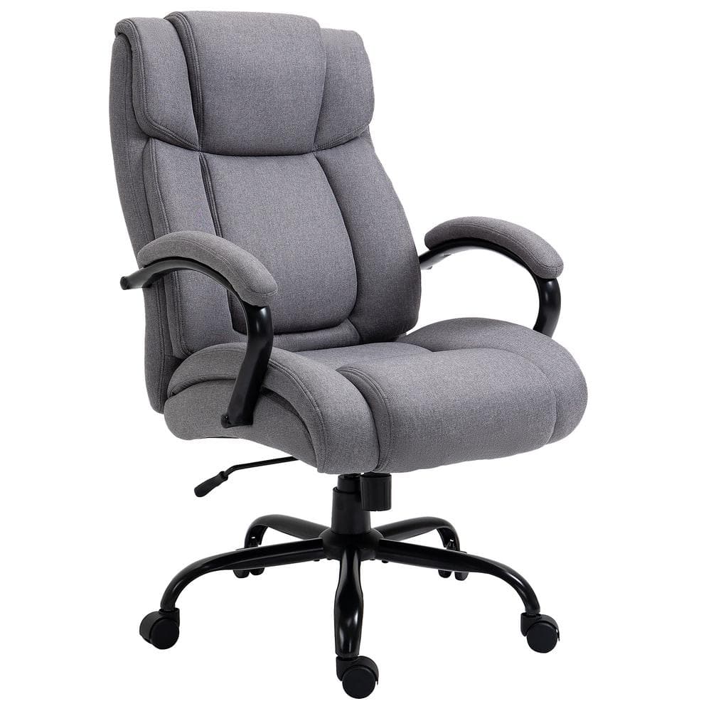 Vinsetto Light Grey, Big and Tall Executive Office Chair High Back Computer Desk Chair Ergonomic Swivel Chair with Linen Fabric 921-471LG