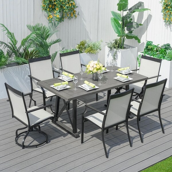 Outdoor 7Piece Iron Rattan Dining Set (You can choose one set or a single piece)