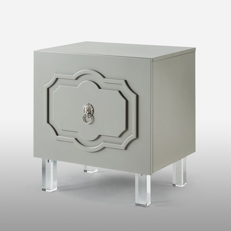 Marisol Side Table Greek Key Lacquer-Finish Chrome