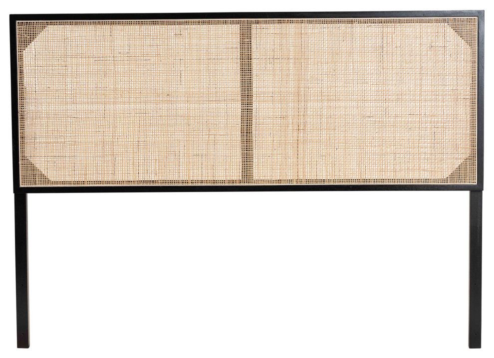 Yamka Wood  ampRattan Queen Headboard   Tropical   Headboards   by Baxton Studio  Houzz