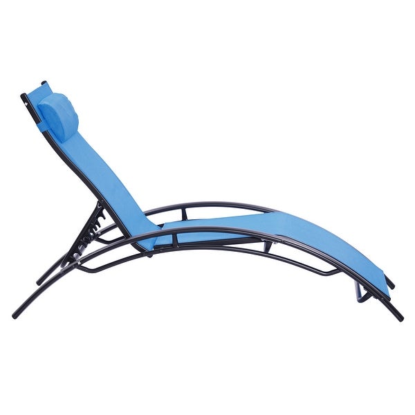 2pcs Set Outdoor Chaise Lounge Chair with Portable Design， Adjustable