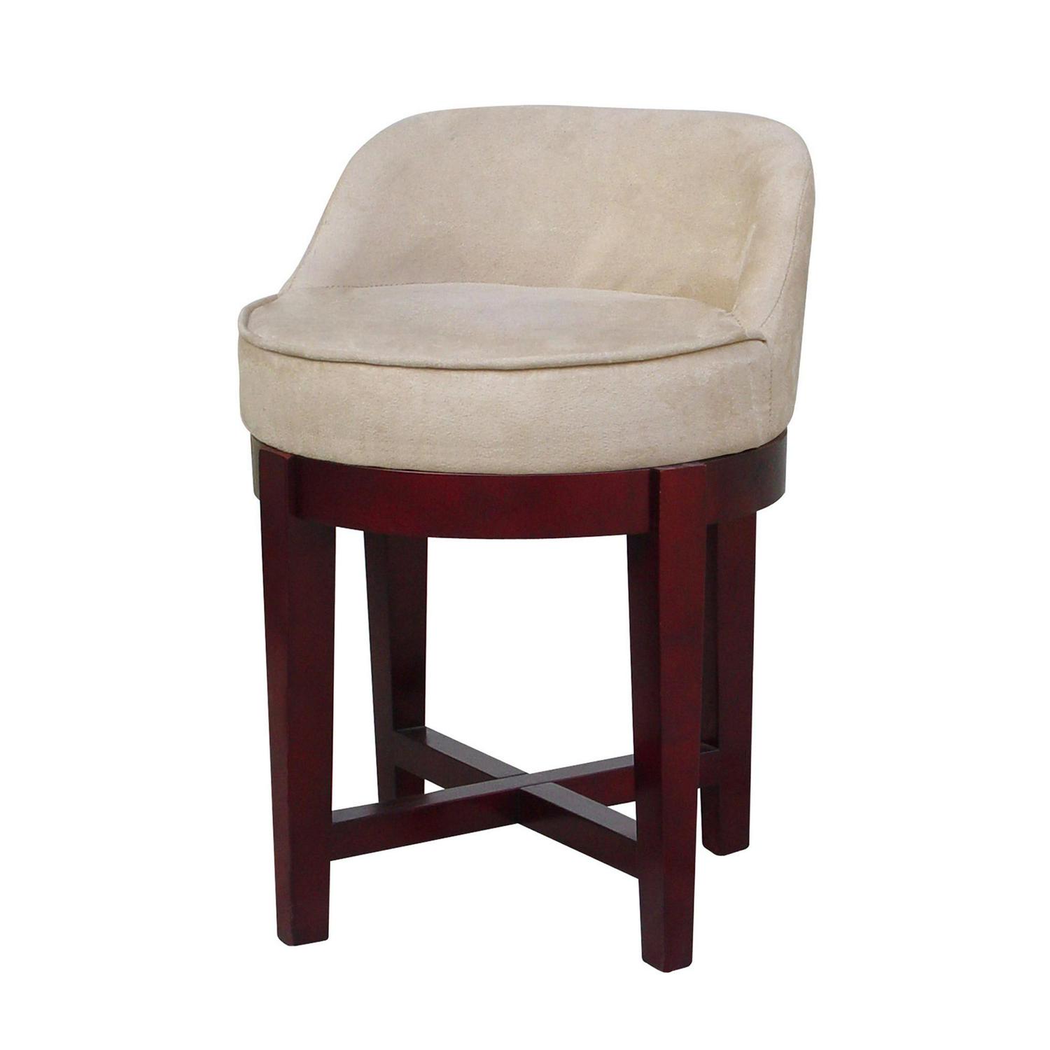 Teamson Home Microfiber Swivel Chair with Solid Wood Legs， Beige