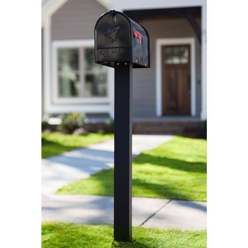 Architectural Mailboxes Elite Black Large Steel Post Mount Mailbox E1600BAM