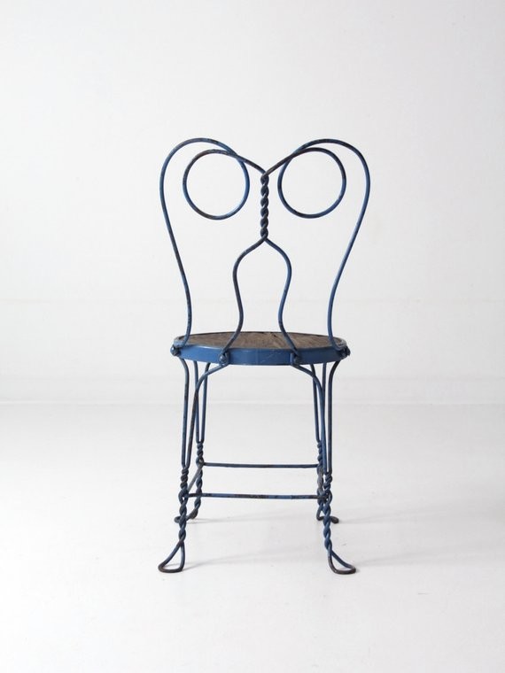 Consigned  Vintage Blue Ice Cream Parlor Chair   Farmhouse   Dining Chairs   by 86 Vintage  Houzz