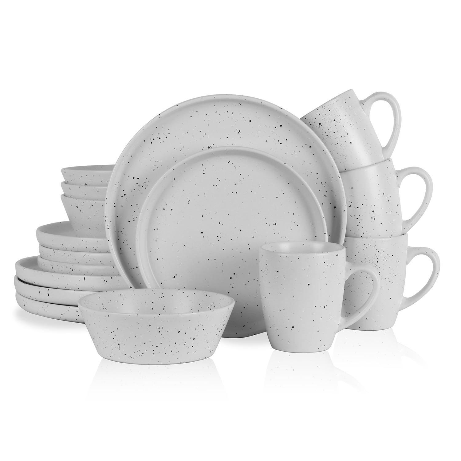 Stone Lain Jade Stoneware Dinnerware 16-Piece Set of 4， White