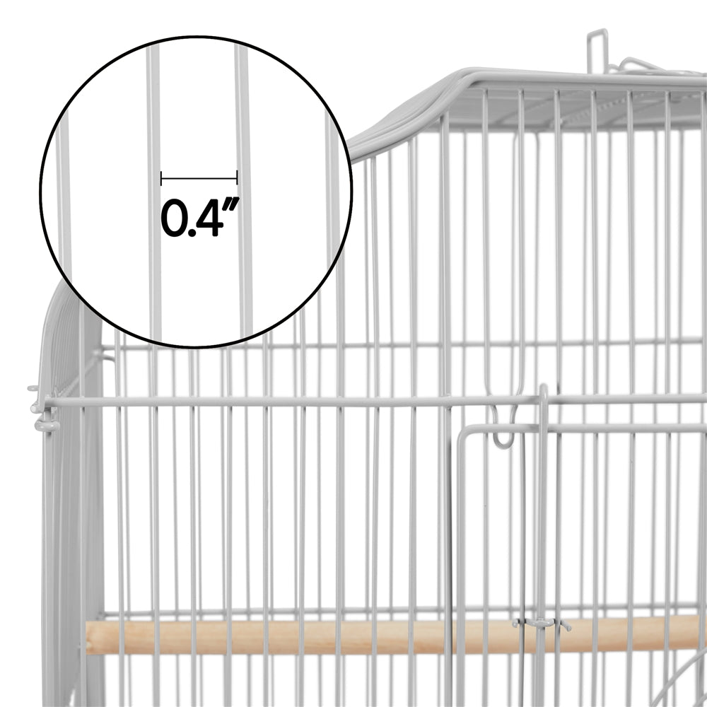 Yaheetech 41''H Open Top Metal Bird Cage Large Parrot Cage with Double Door Design Slide-out Tray Four Feeders， Light Gray