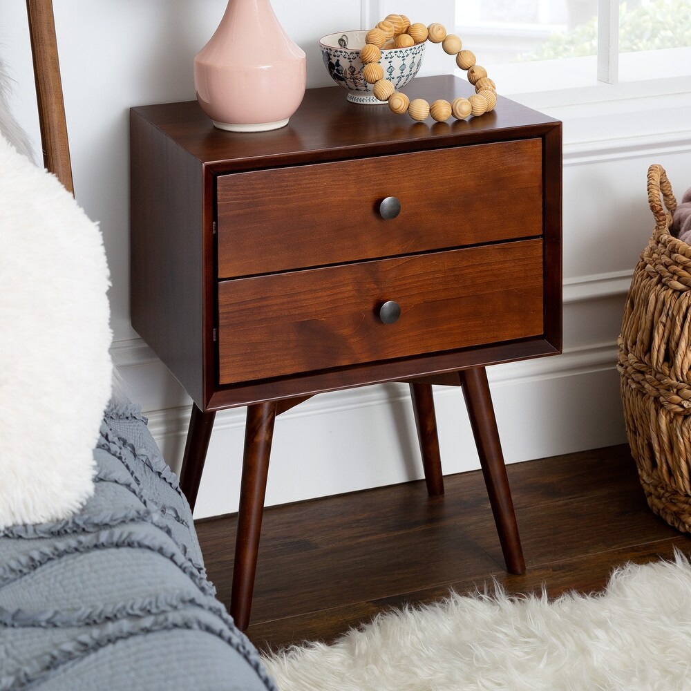 Middlebrook Mid century Modern Solid Wood 2 drawer Nightstand