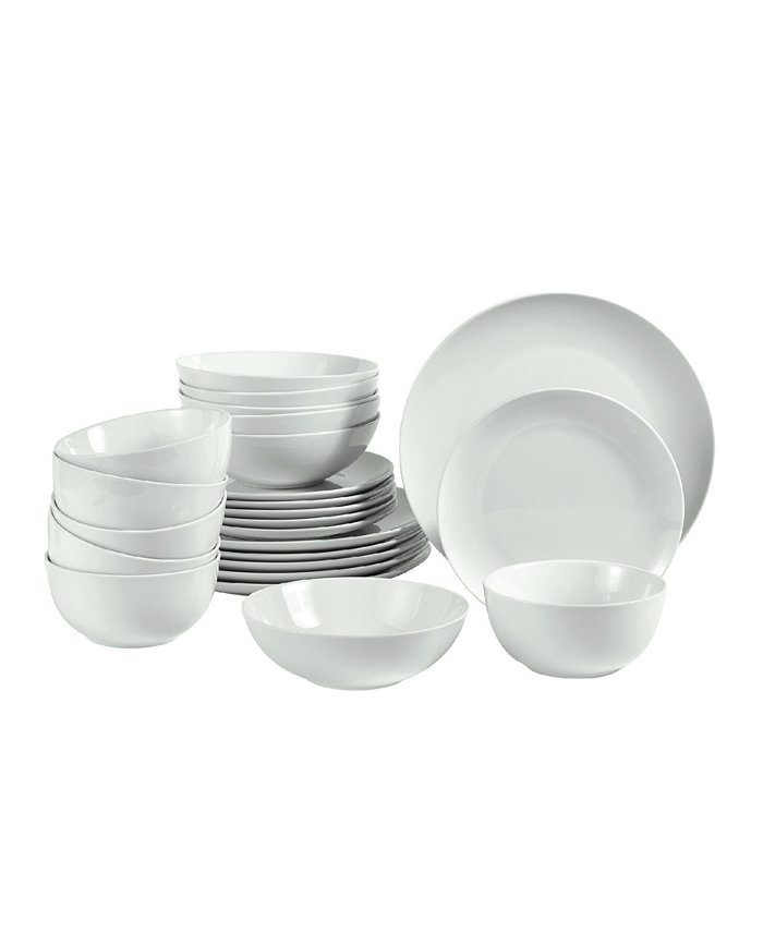 Over and Back Simply White Coupe Dinnerware 24-PC Set Service for 6