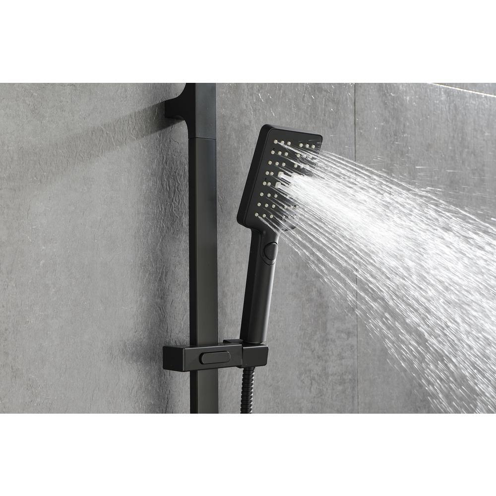 FORCLOVER 3-Spray Patterns with 1.75 GPM 4 in. Wall Mount Handheld Shower Head with 28 in. Adjustable Slide Bar in Matte HE-308MB