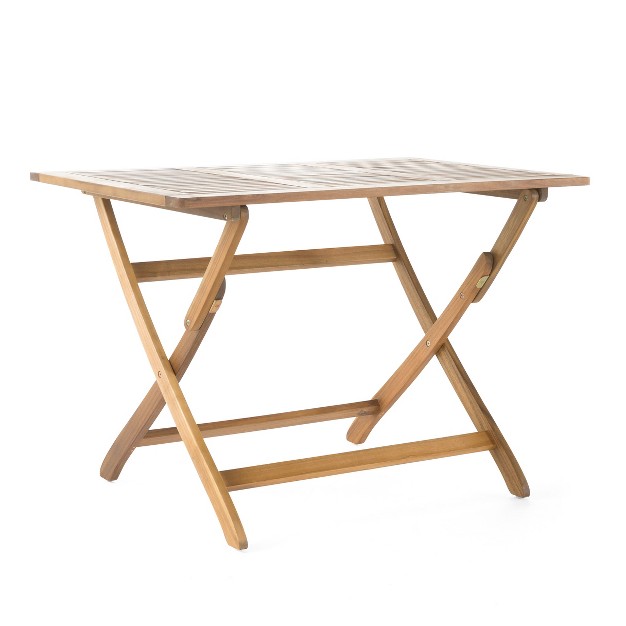 Positano Rectangle Acacia Wood Foldable Dining Table Natural Finish Christopher Knight Home