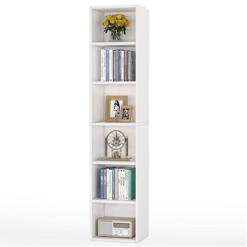 BYBLIGHT Eulas 71 in. White MDF 6 shelves Standard Bookcase BB-XH0005XL