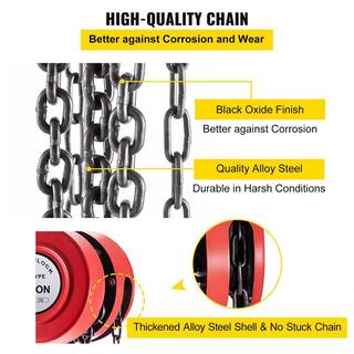 VEVOR Hand Chain Hoist 1-Ton Chain Block 2200 lbs. Capacity and 7 ft. Lift for Lifting Goods in Transport and Factories Red SLHLHSYX1T2M3RDT7V0