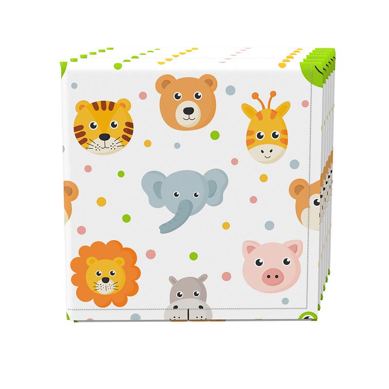 Napkin Set， 100% Polyester， Set of 4， 18x18， Cheerful Animal icons