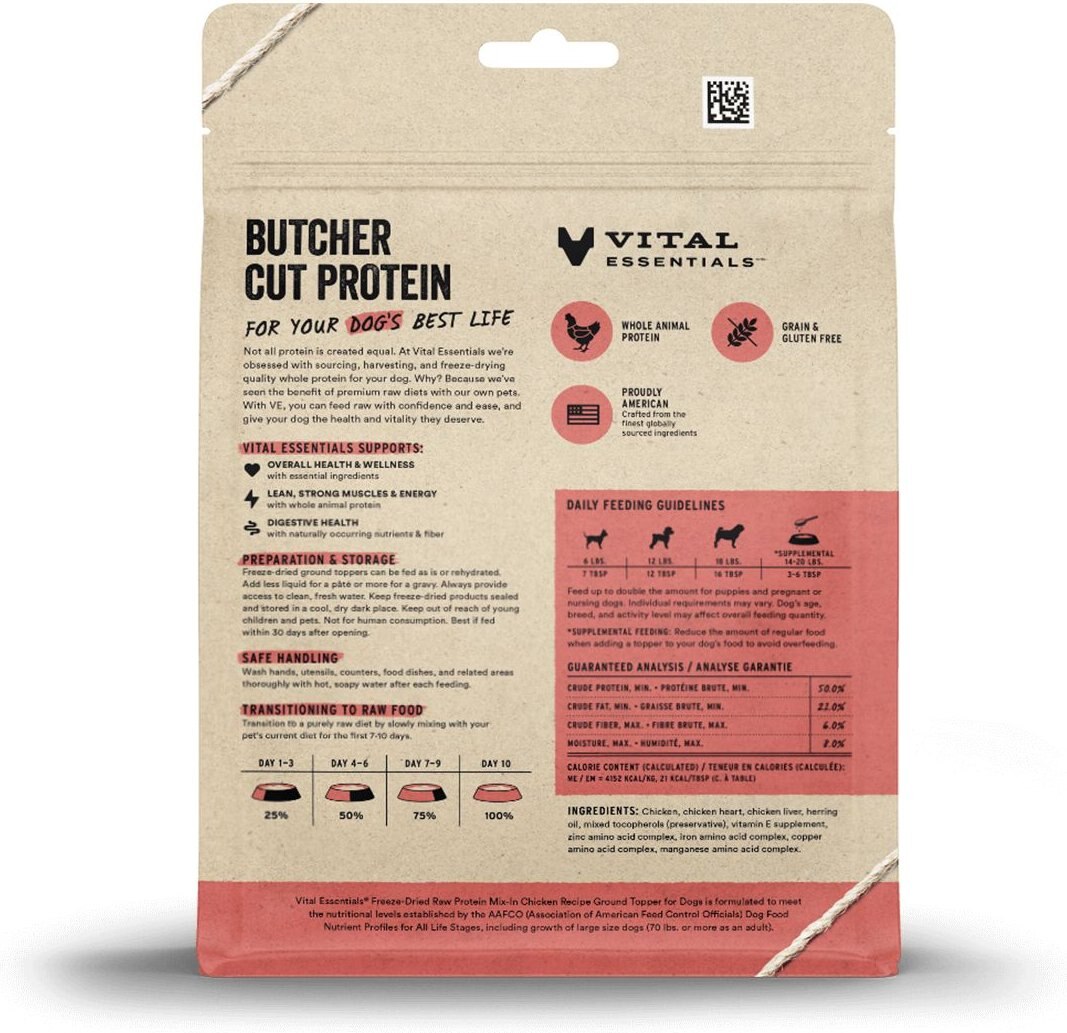 Vital Essentials Chicken Freeze-Dried Raw Grain-Free Dog and Cat Food Topper