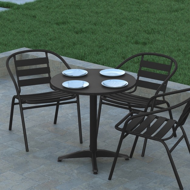 Emma And Oliver 27 5 x27 x27 Round Aluminum Indoor outdoor Table With Base