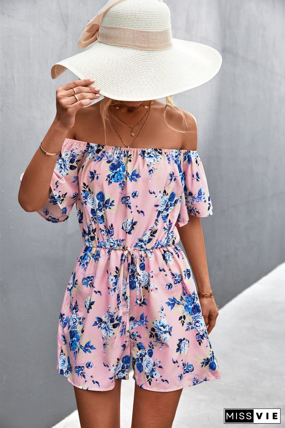 Off Shoulder Floral Summer Romper