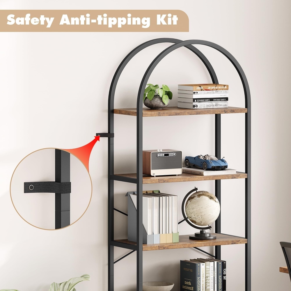 5 Tier Bookcase Arched Display Racks