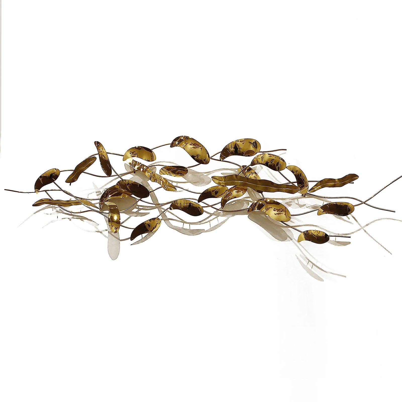 Golden Soft Leaves Handcrafted Stainless Steel Artwork Z08022-G