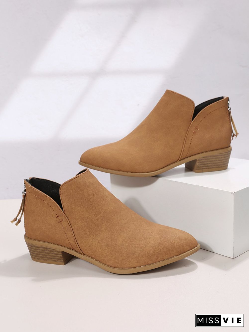 Simple Plain Chelsea Zip Ankle Boots