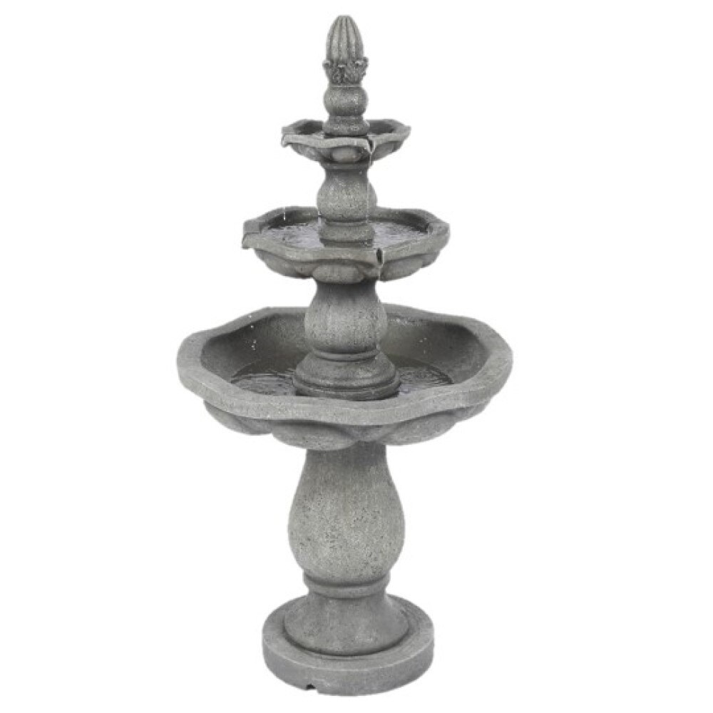 57 Inch Gray Resin 3 Tier Round Outdoor Garden Fountain