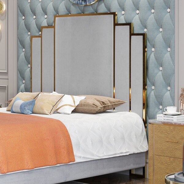 Danile Sponge Tufted Headboard Trapezoidal Design - - 37551746