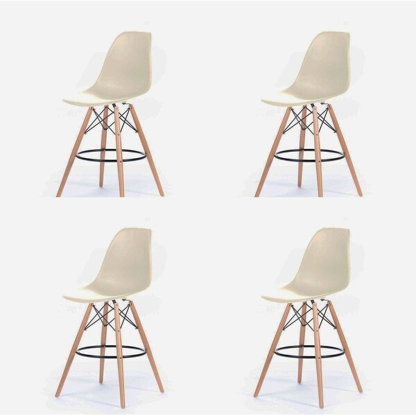 Adult Favourite Eiffel Style Plastic Stool - Wooden base(set of Four)