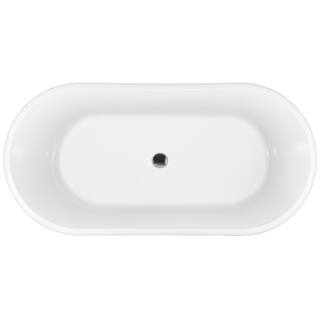 AKDY 59 in. Fiberglass Double Ended Flatbottom Non-Whirlpool Bathtub in Glossy White BT0120