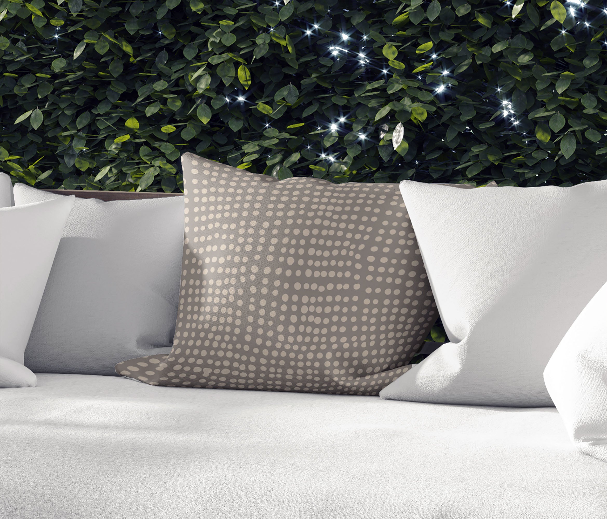 Dots Abstract Taupe Outdoor Pillow by Kavka Designs