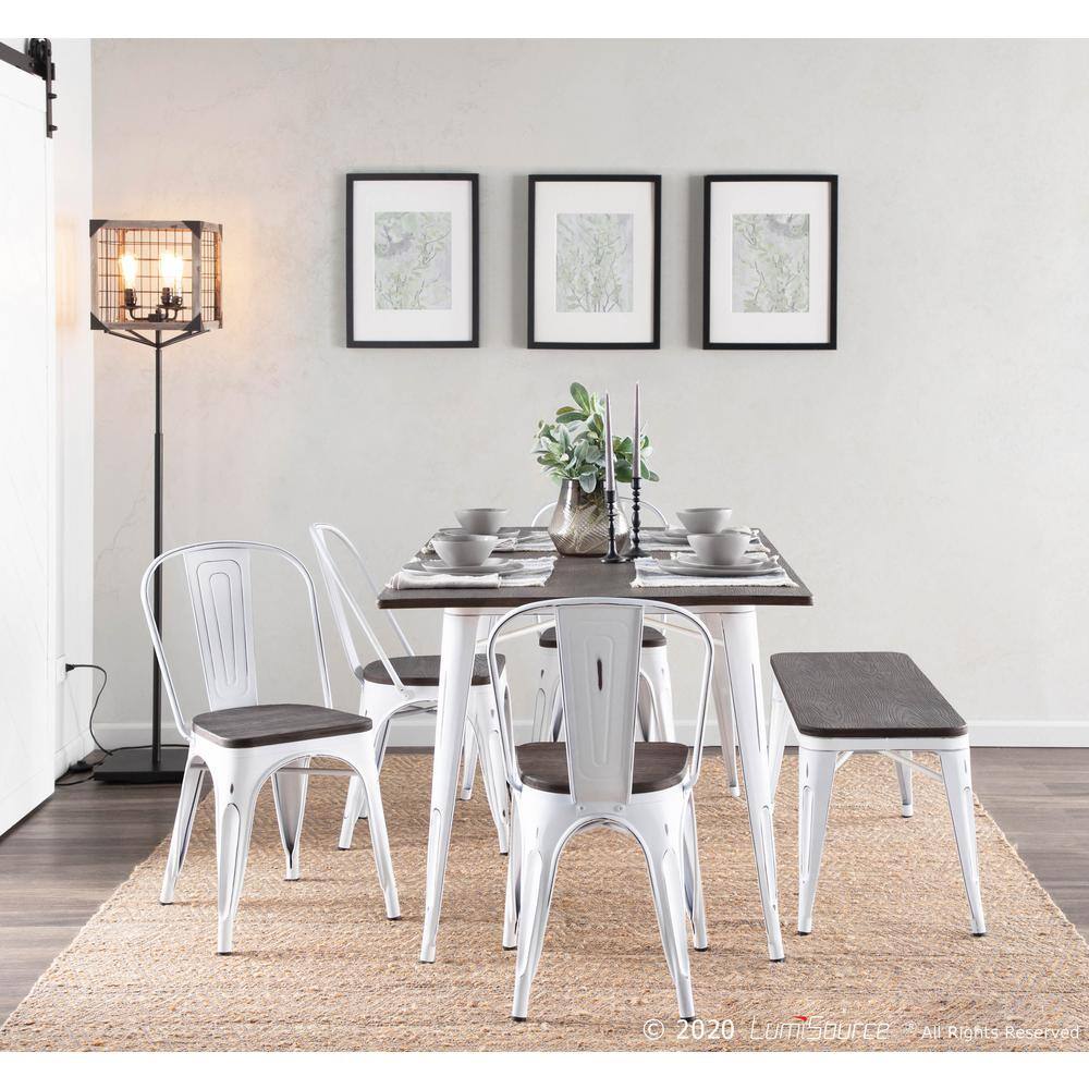 Lumisource Oregon Vintage White and Espresso Dining Chair (Set of 2) DC-OR VW+E2