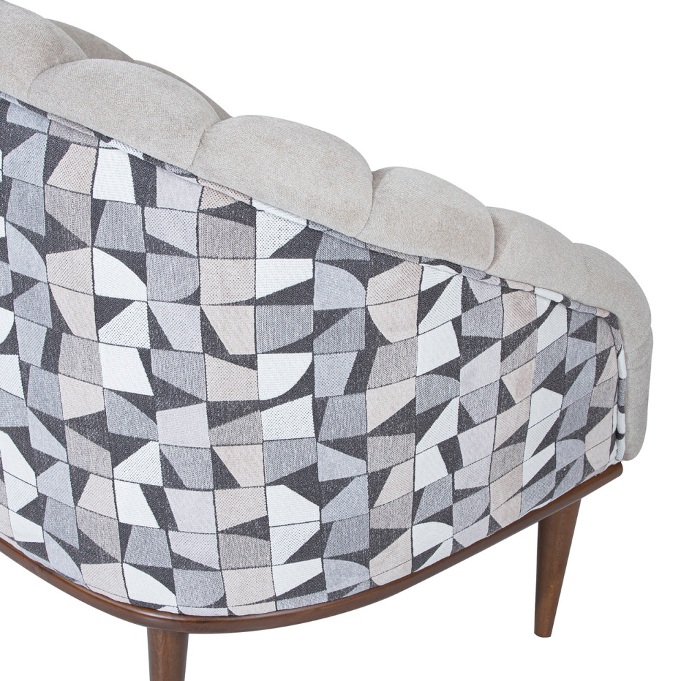 Michael Amini Balboa Chenille Accent Chair   Beach Gray/Warm Walnut   Midcentury   Armchairs And Accent Chairs   by Michael Amini  Houzz