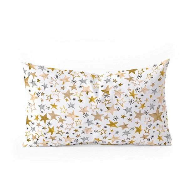 Ninola Design Winter Stars Holiday Gold Oblong Throw Pillow Society6