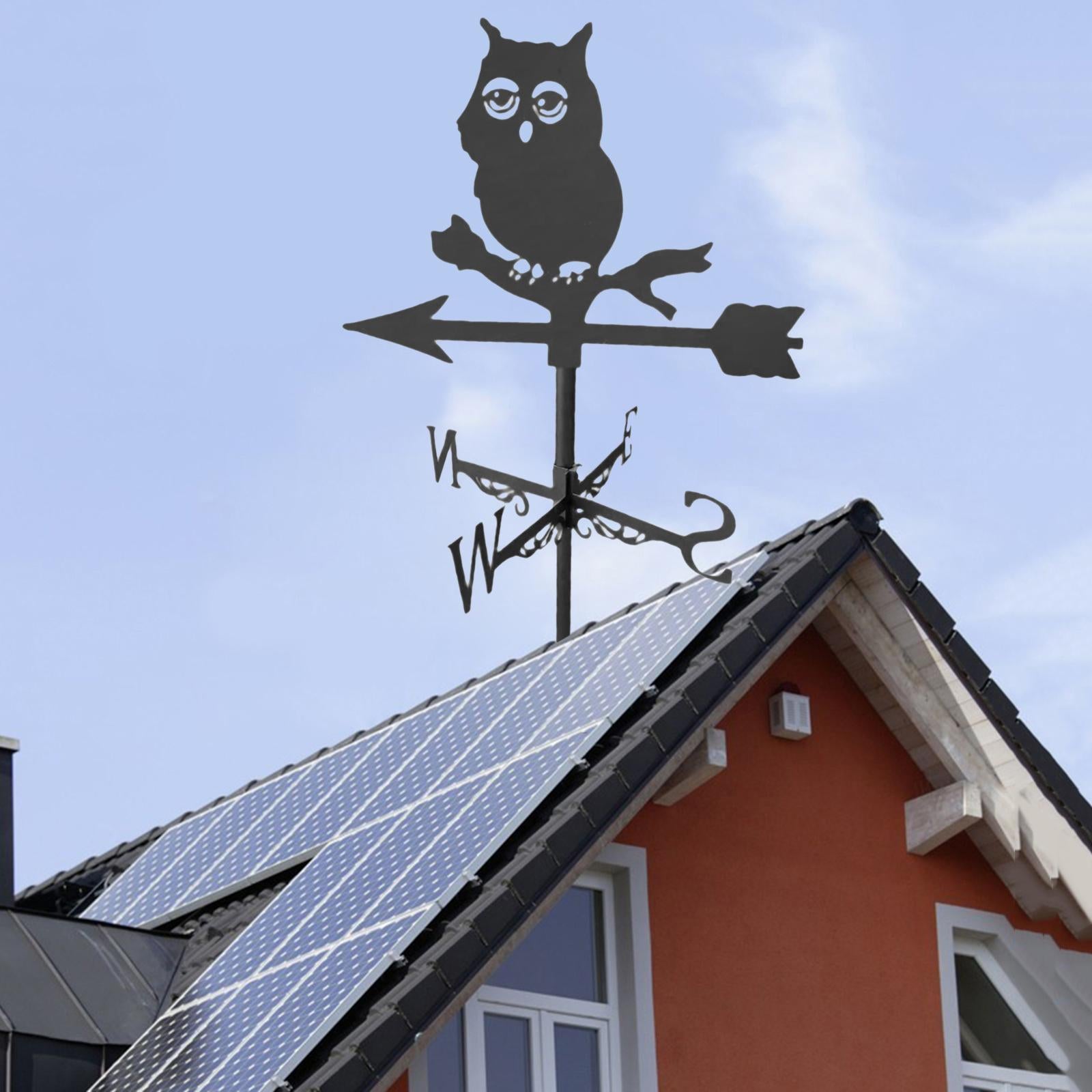 Roof Weather Vane with Animal Silhouette Statue Decorative Farm Scene Owl