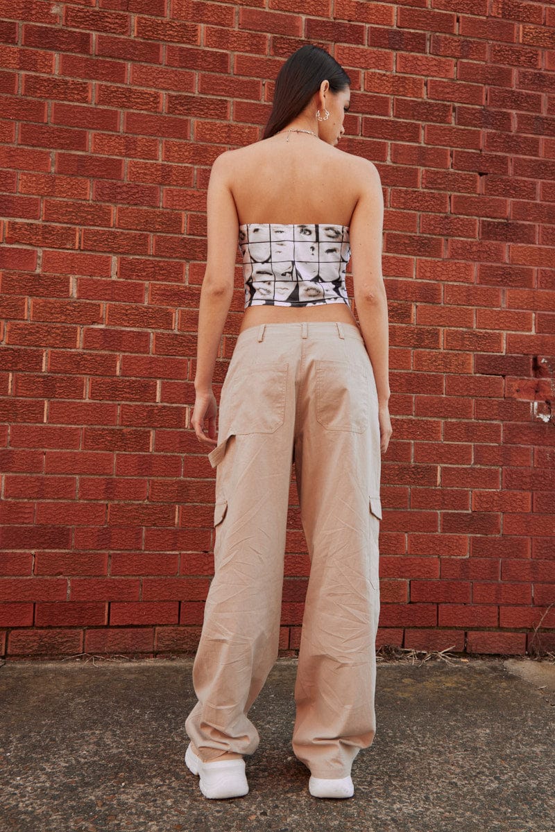 White Cargo Pant Mid Rise