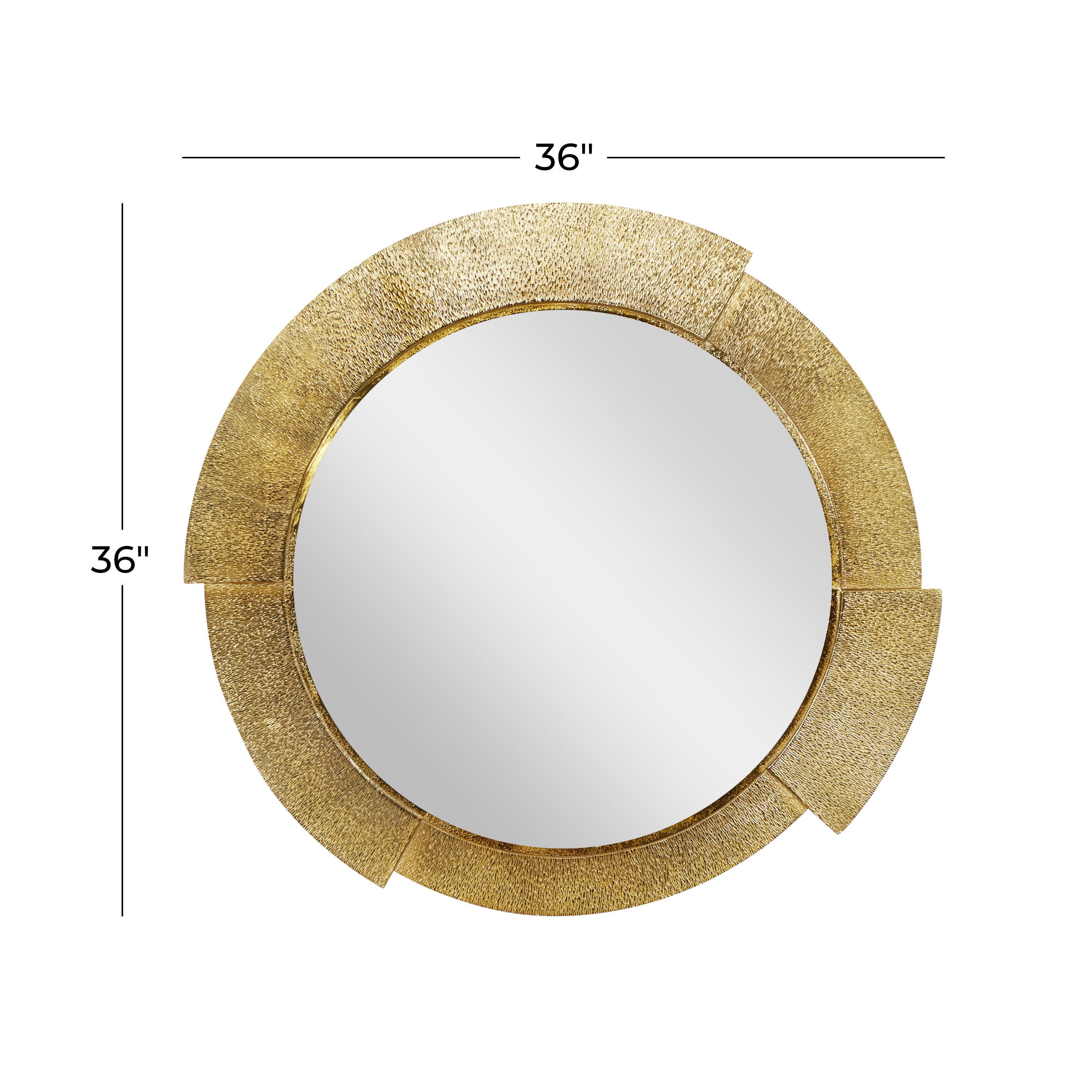 Gold Aluminum Contemporary Wall Mirror 36 x 36 x 1