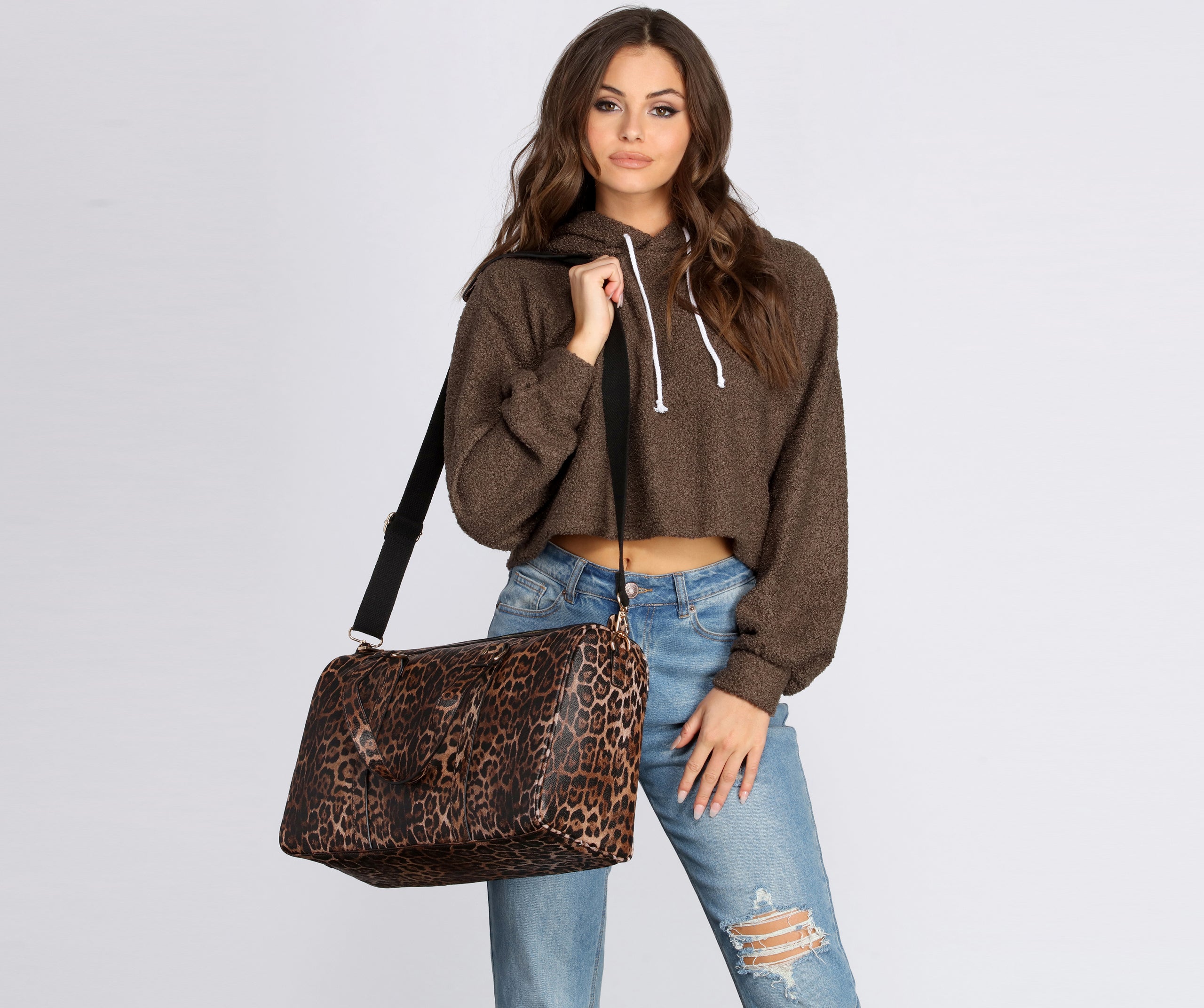 Leopard Print Weekender Duffle Bag