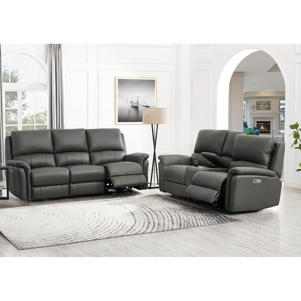 Hydeline Erindale Zero Gravity Power Recline and Headrest Top Grain Leather Sofa and Loveseat with Built in USB Ports