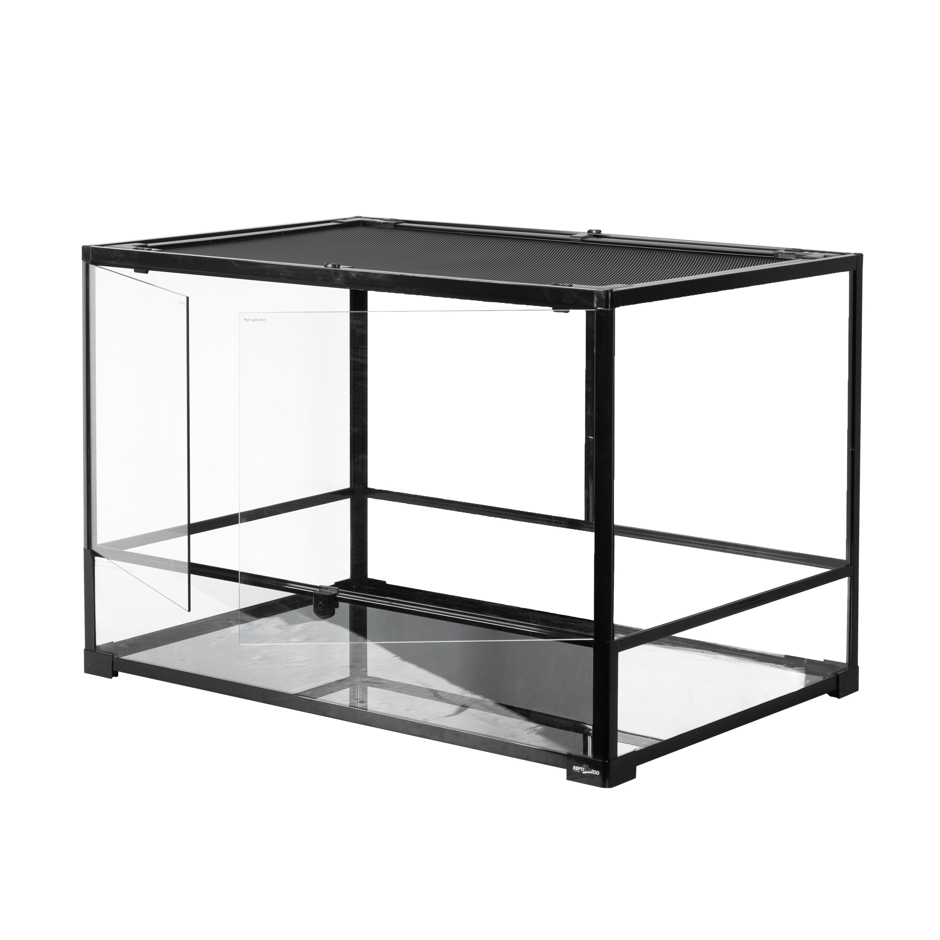 REPTI ZOO Reptile Full Glass Terrarium，  Front Sliding Glass door with Double Top Covers， Large Tank 36