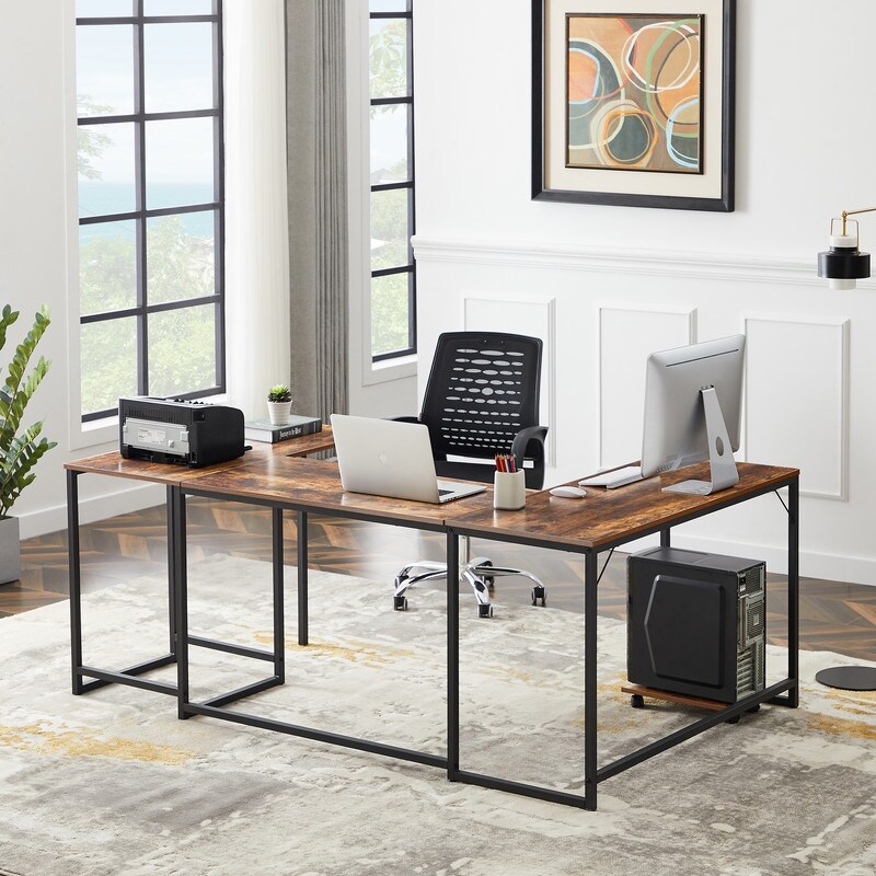 Industrial Style U Shaped Computer Desk  Writing Table Workstation