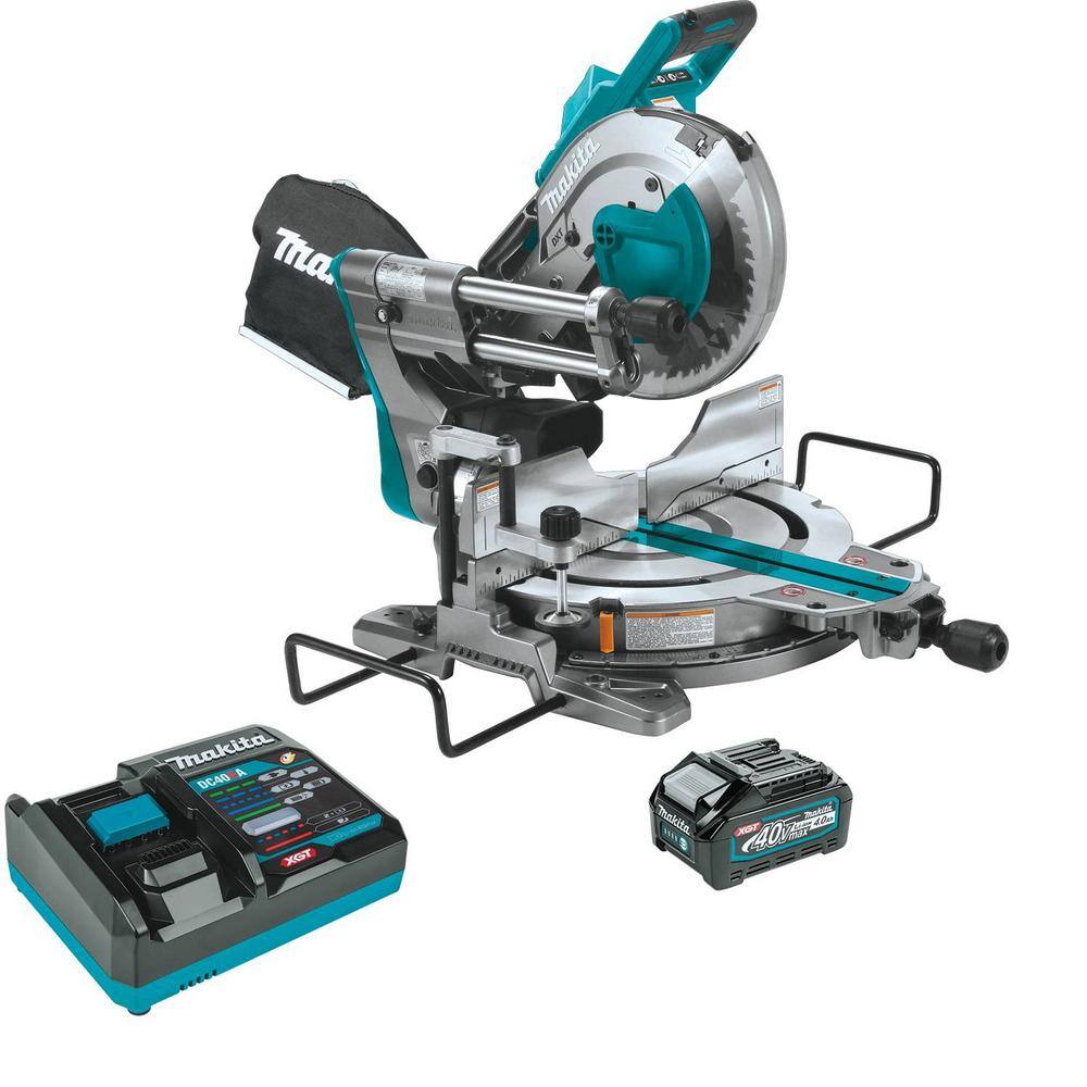 Makita 40V max XGT Brushless Cordless 10 in. Dual-Bevel Sliding Compound Miter Saw Kit(4.0Ah) wbonus 40V Max XGT 4.0Ah Battery GSL03M1-BL4040