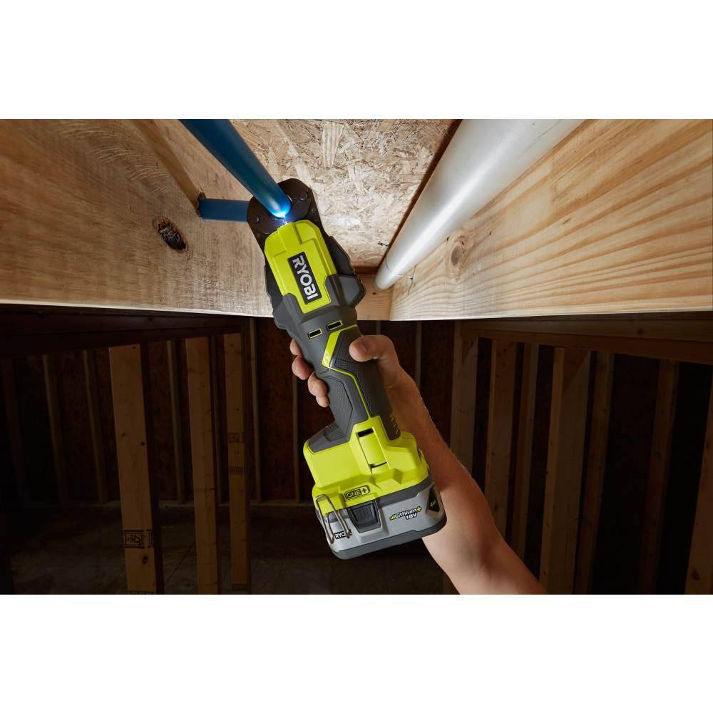 RYOBI ONE+ 18V Pex and PVC Shear Cutter for 14 in. to 2 in. and PEX Crimp Ring Press Tool (Tools Only) P593-P661