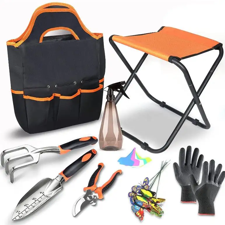 8 Piece Garden Tools Set with Gl0ves    Gardening Hand Tools Kit with Storage Bag