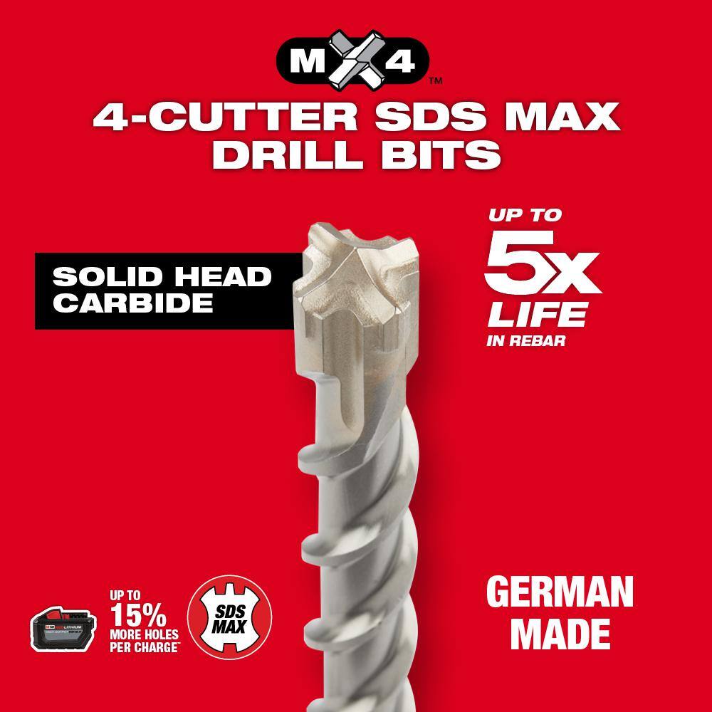 MW 12 in. x 21 in. 4-Cutter SDS-MAX Carbide Drill Bit 48-20-8404